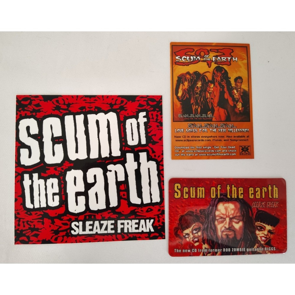 Scum of the Earth "Sleaze Freak" Rob Zombie Sticker & Promo Cards Lot Band Merch